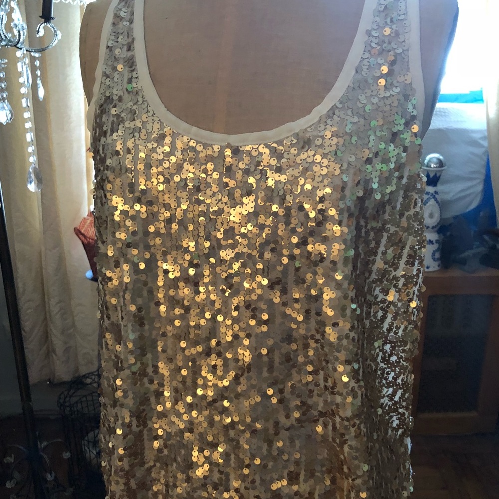 Gold  top  beaded front w/plain beige back